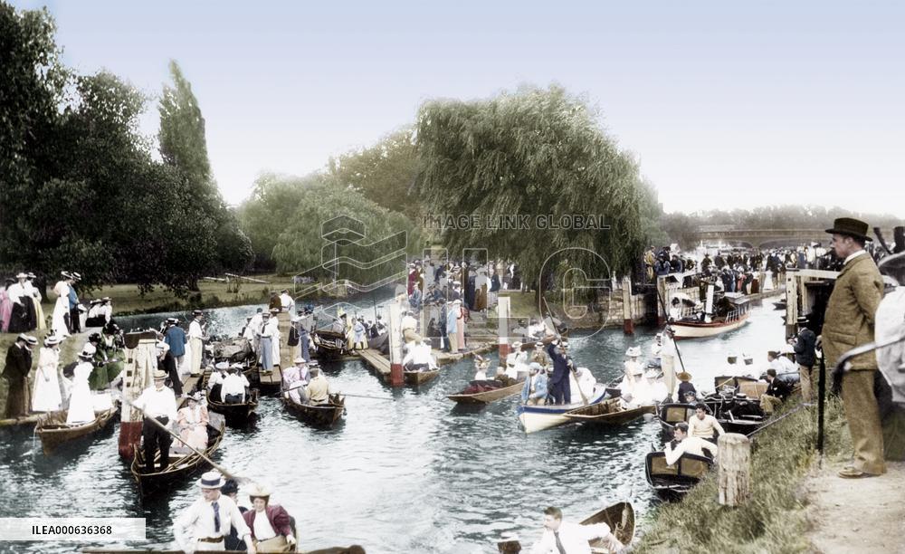 East Molesey, 'Coming Over the Rollers' 1896