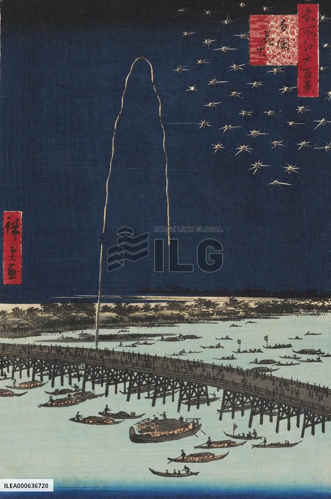 Ryogoku Hanabi - Fireworks at Ryogoku bridge, Yedo