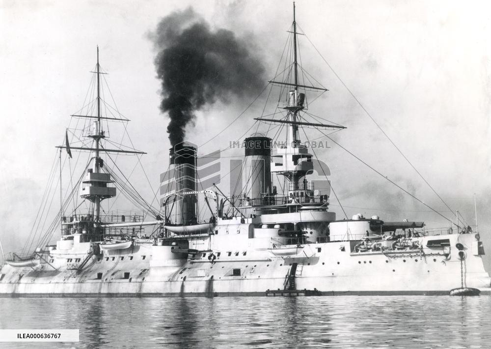 Russian battleship Tsarevich at Toulon, France