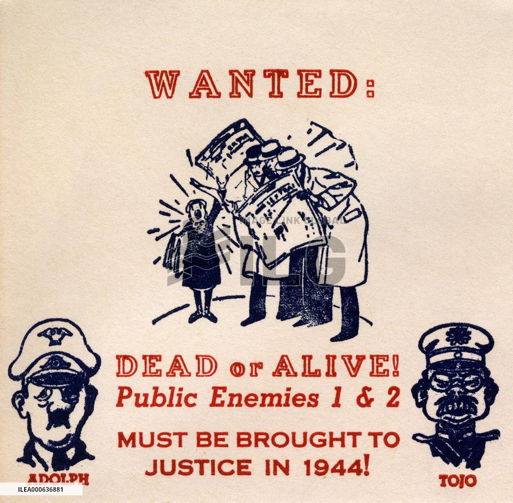 WWII - Wanted! Hitler and Admiral Tojo- First Day Cover