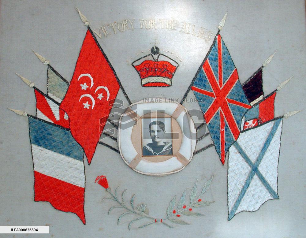 Embroidered crown, flags of the Allied nations