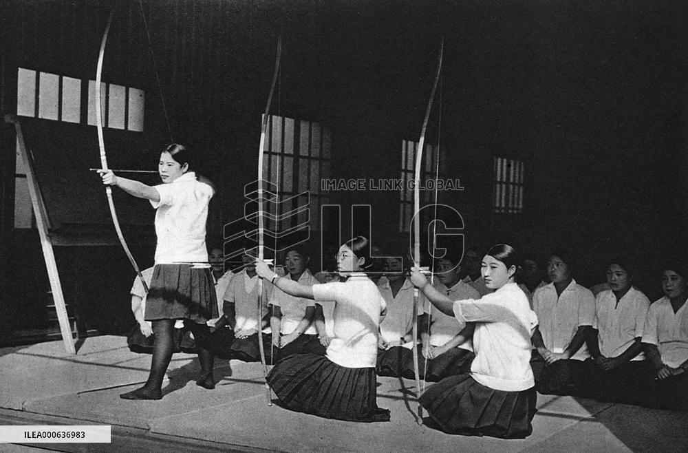 Three Japanese archery students