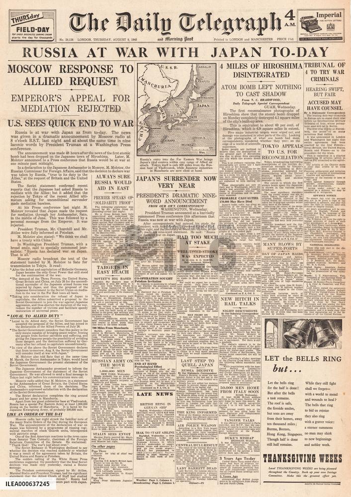 1945 Daily Telegraph Russia declare war on Japan
