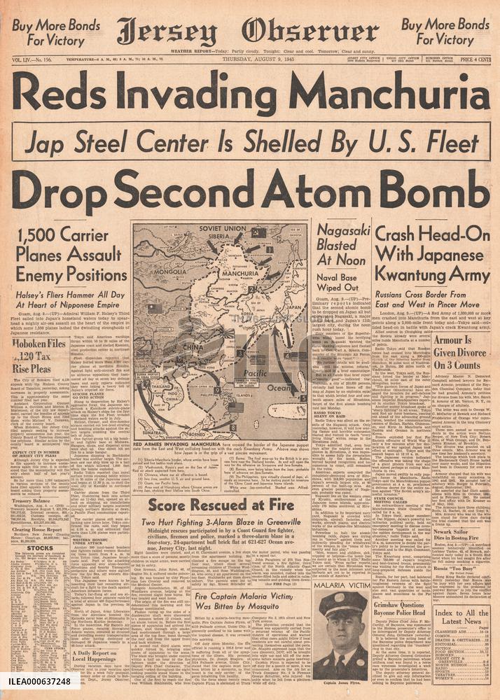 Jersey Observer Russia declare war on Japan - Atom bomb Naga