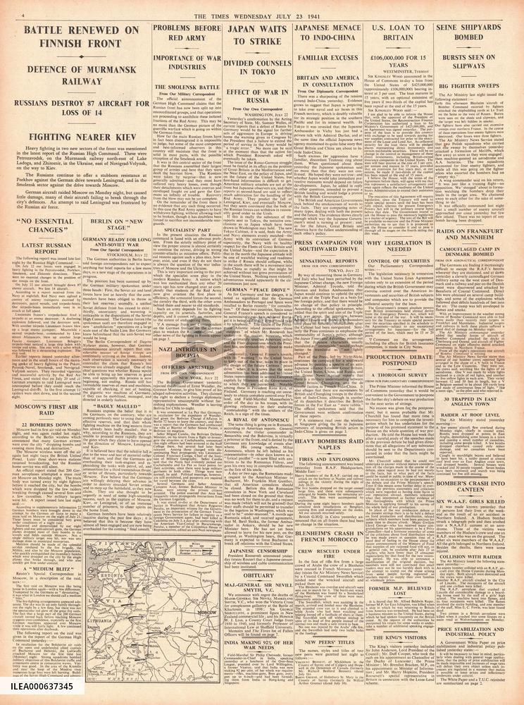 1941 The Times Heavy Fighting on Finlands Frontier