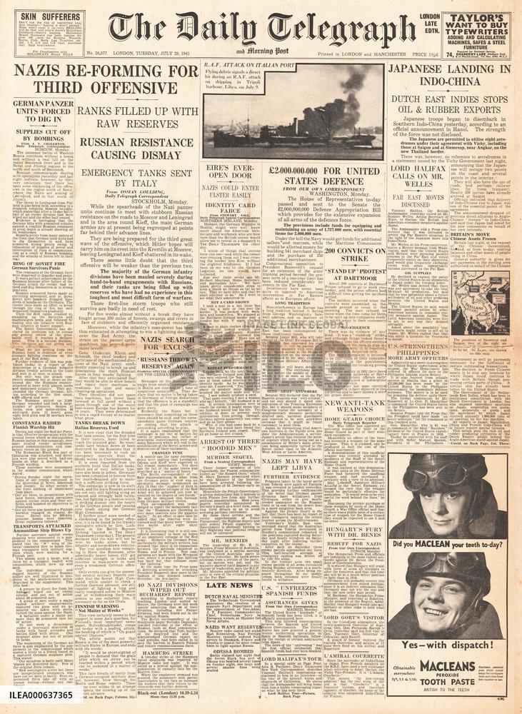 1941 Daily Telegraph German Army New offensive