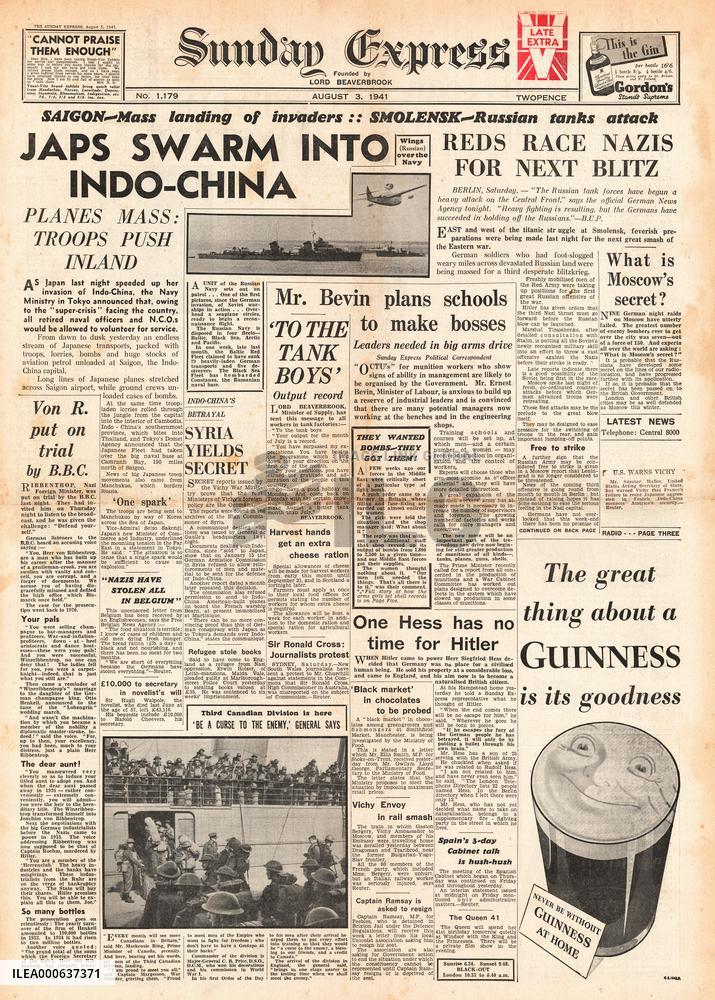 1941 Sunday Express Japanese invade Indo-China