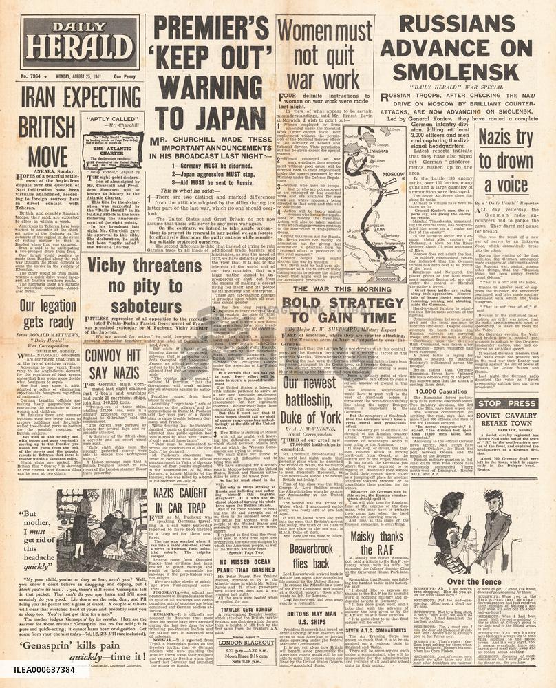 1941 Daily Herald Churchill warns Japan