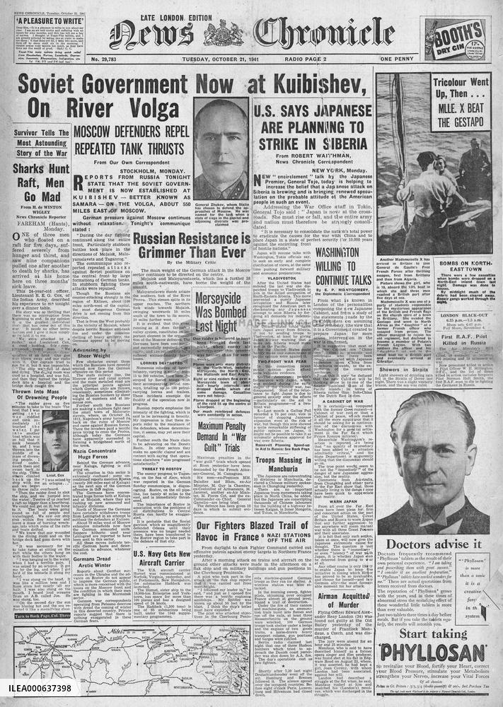 1941 News Chronicle Soviet Government at Kuibishev
