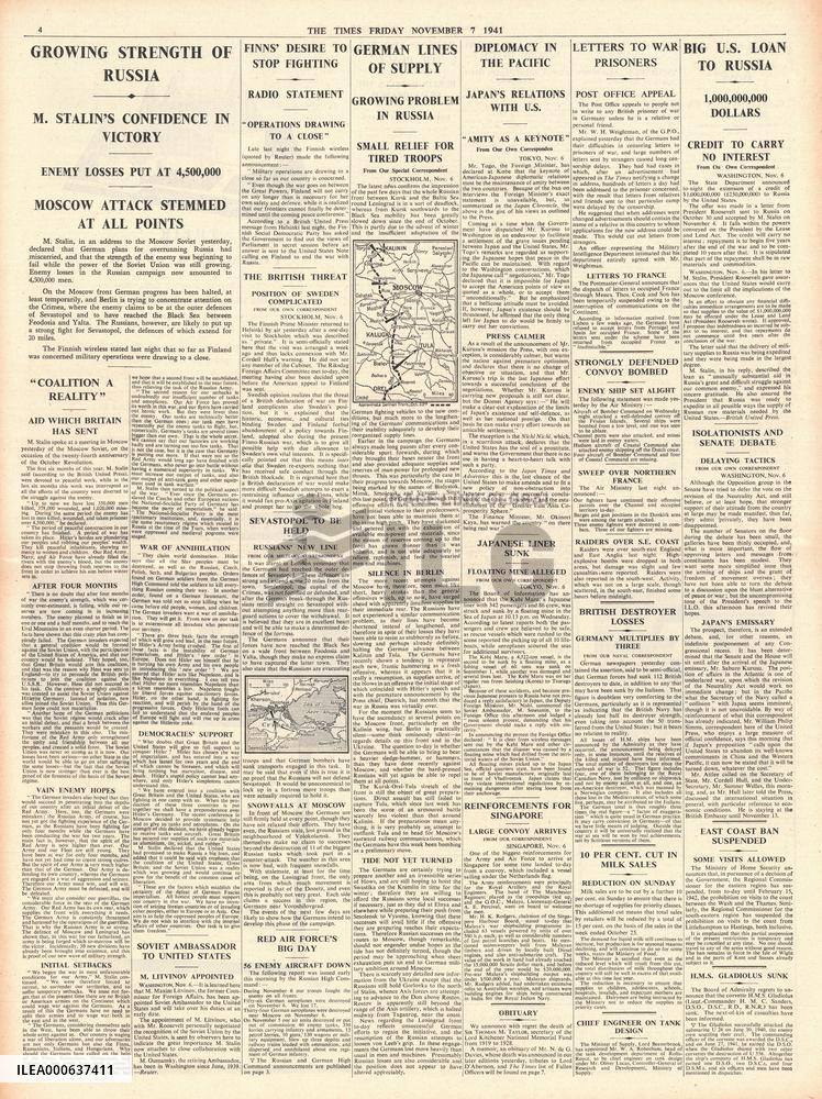 1941 The Times Stalin confident of Victory