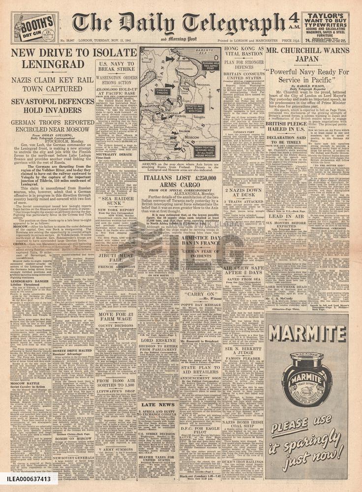 Daily Telegraph German Army drive on Leningrad and Sebastopo