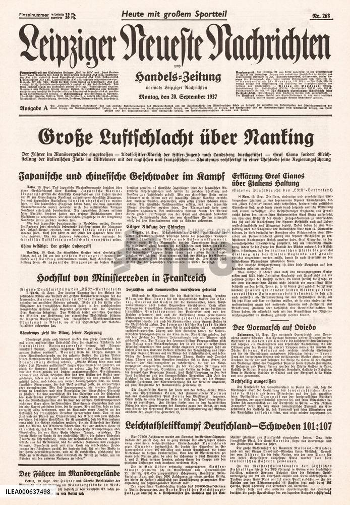 1937 Leipziger Nachrichten (Germany) Bombing of Nanking