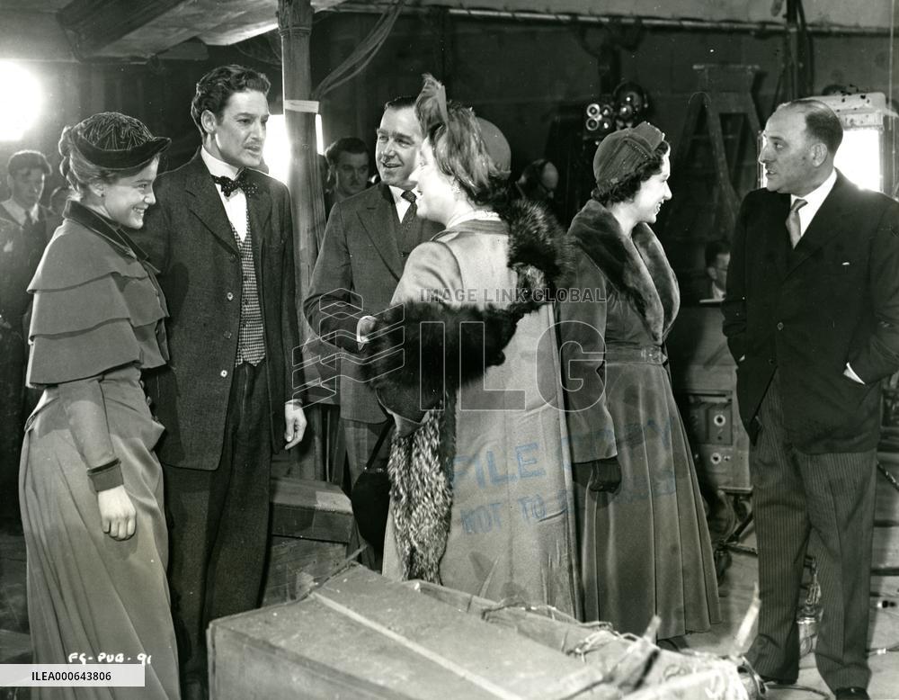 Queen Mother visiting Ealing Studios and Magic Box set