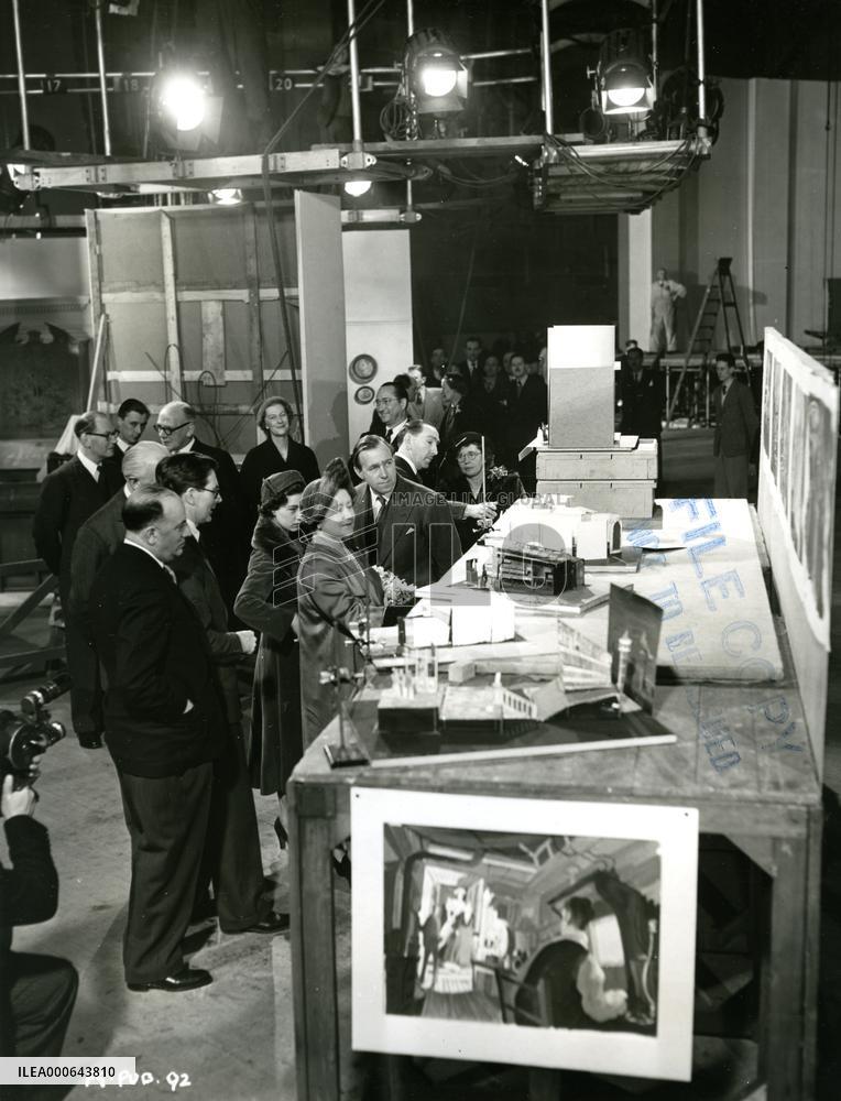 Queen Mother visiting Ealing Studios and Magic Box set