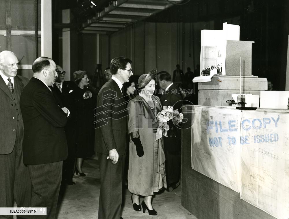 Queen Mother visiting Ealing Studios and Magic Box set