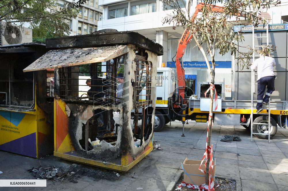 Aftermath of protests in Athens