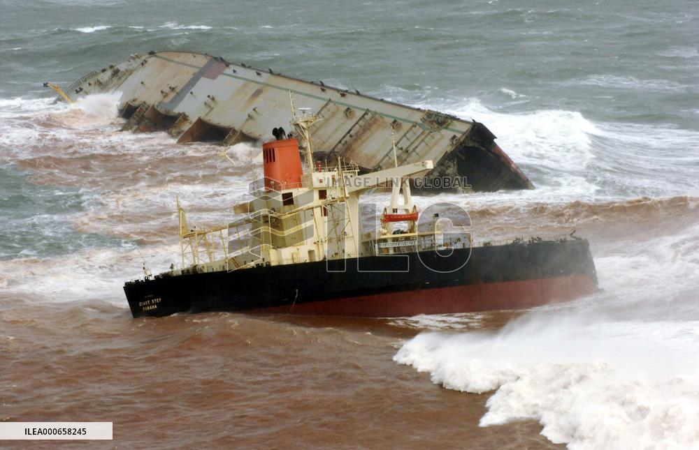 Panamanian-registered freighter Giant Step runs aground off Ibar