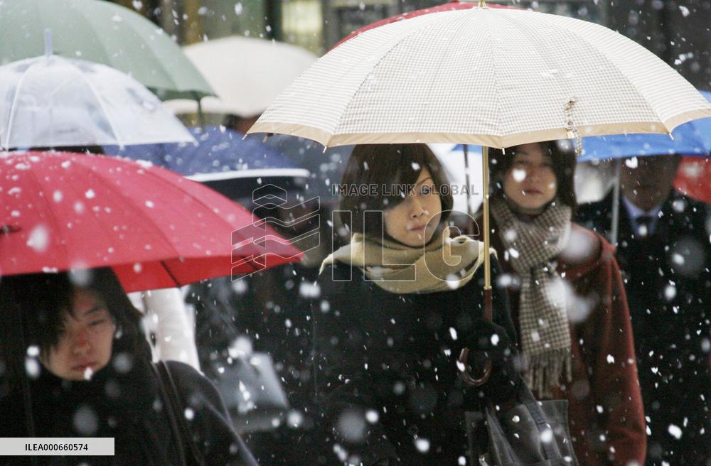 Snow dusts central Tokyo, no major traffic disruptions