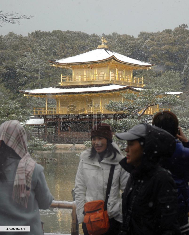 Golden Pavilion dressed in white