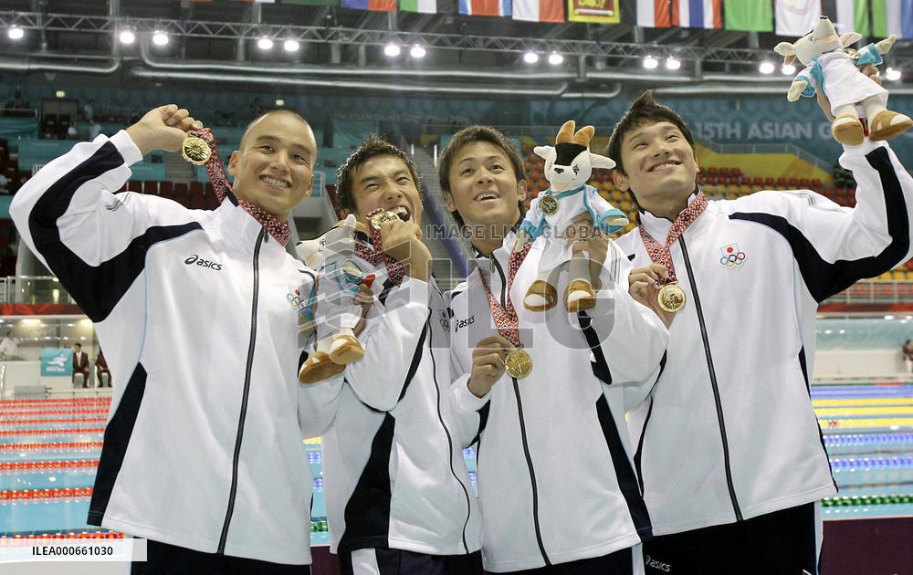 Japan wins in men's 4x200 relay in Asian Games