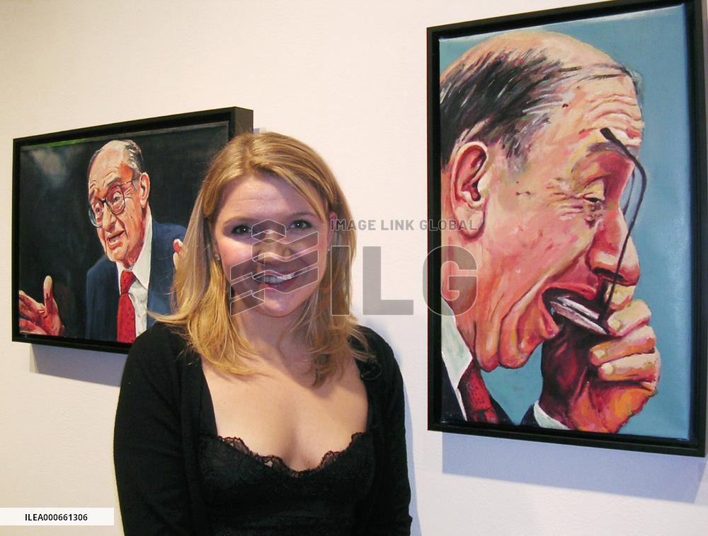 As Greenspan's term ends, young artist's exhibit opens