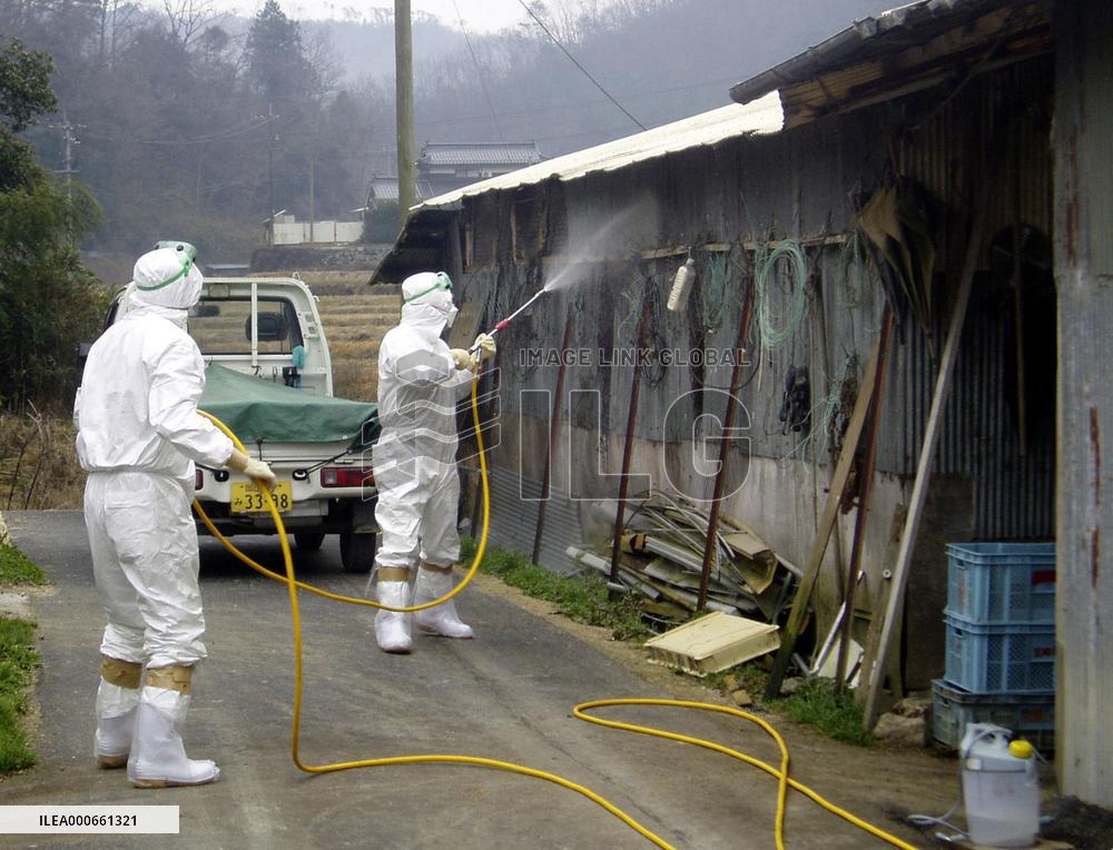 Disinfection work begins at Okayama farm hit by bird flu