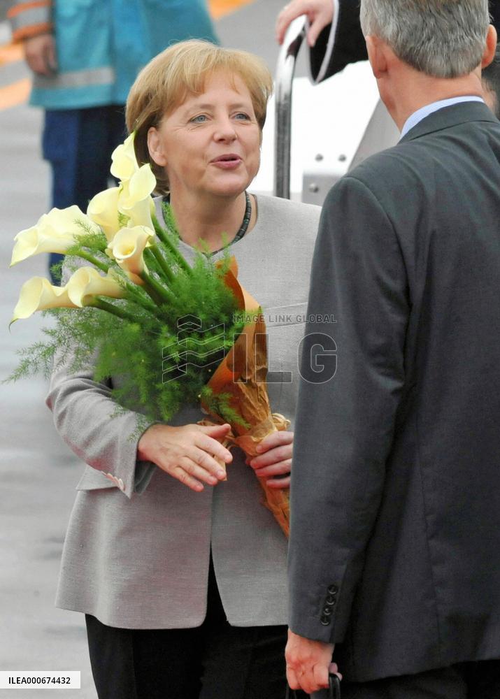 German Chancellor Merkel arrives in Japan for G-8 summit