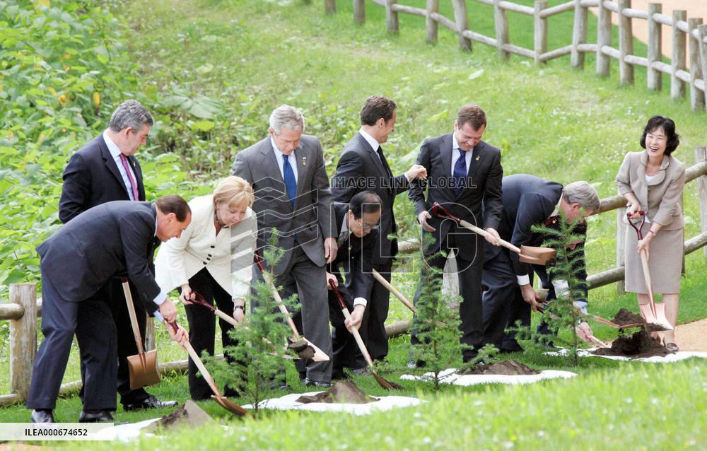 G-8 leaders plant new variety of pine trees