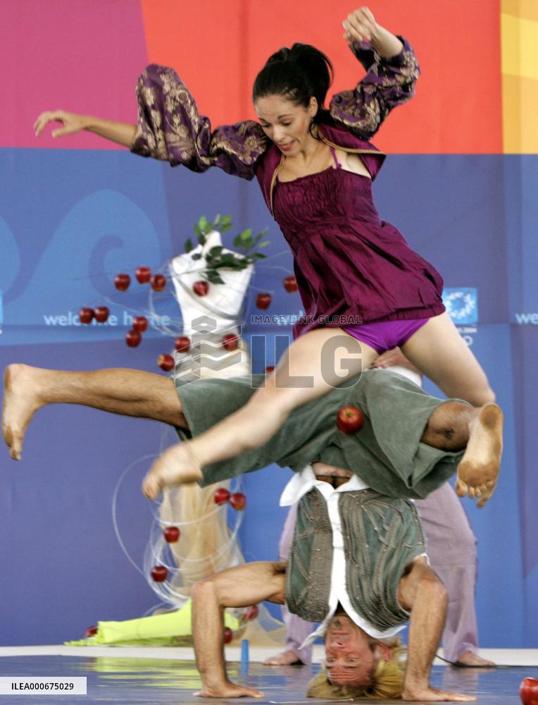 Greek troupes perform in ceremony at Olympic athletes' village