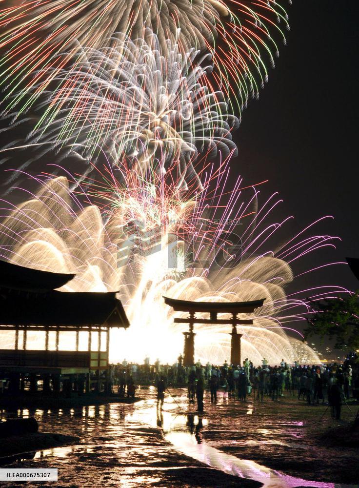 Fireworks at Itsukushima Shrine in Miyajima
