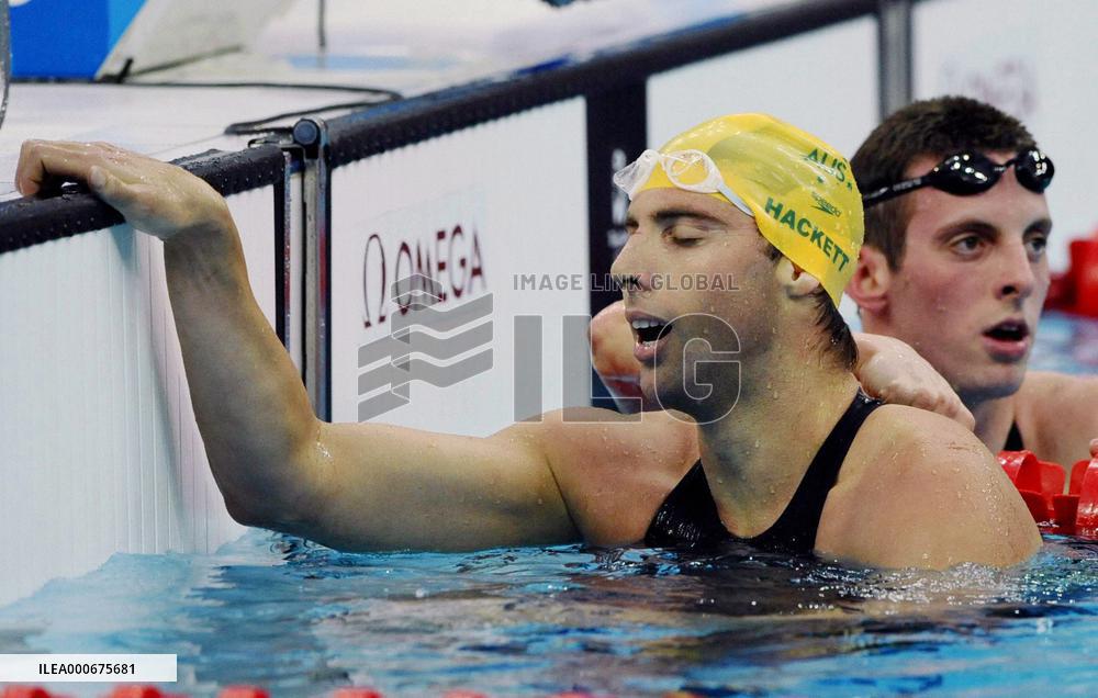 Hackett finishes 2nd in men's 1,500-meter freestyle swimming