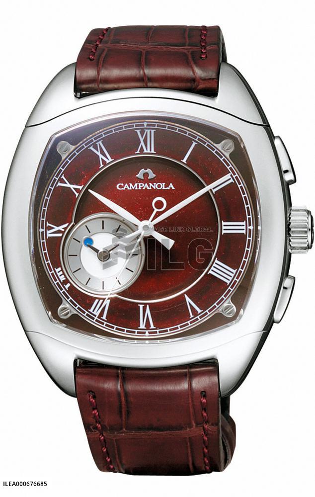 New Citizen watch with dark crimson japanned face