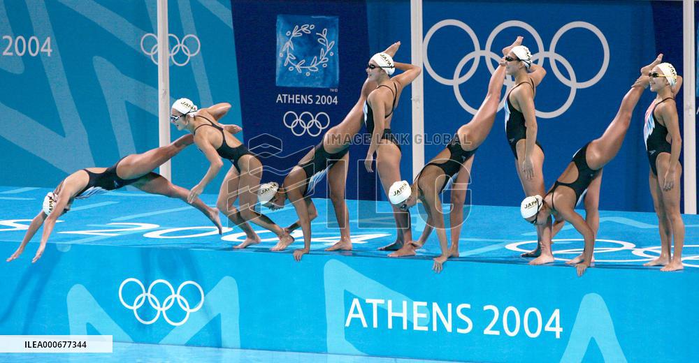 (2)Japan's sychronized swimmers practice in Athens