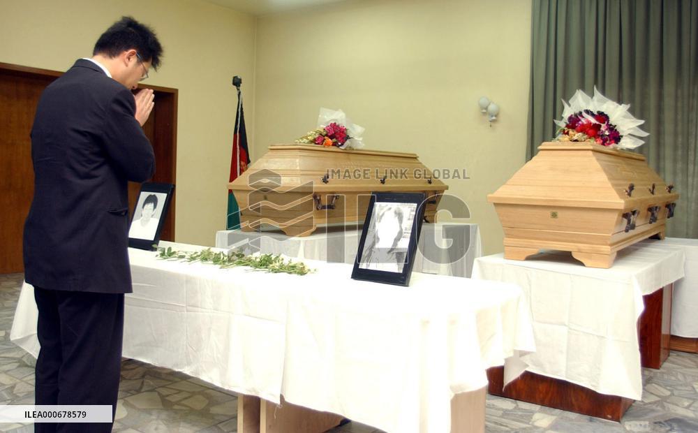 Farewell service held for 2 teachers slain in Afghanistan