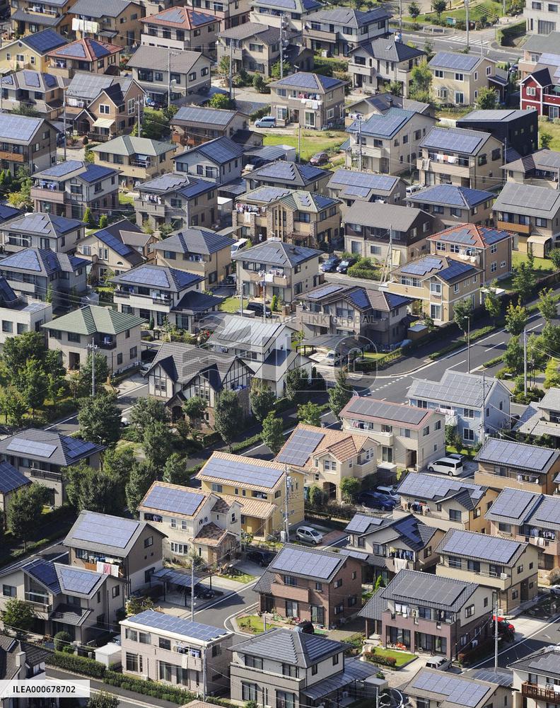 Solar roof panels in Japan's Gunma Prefecture
