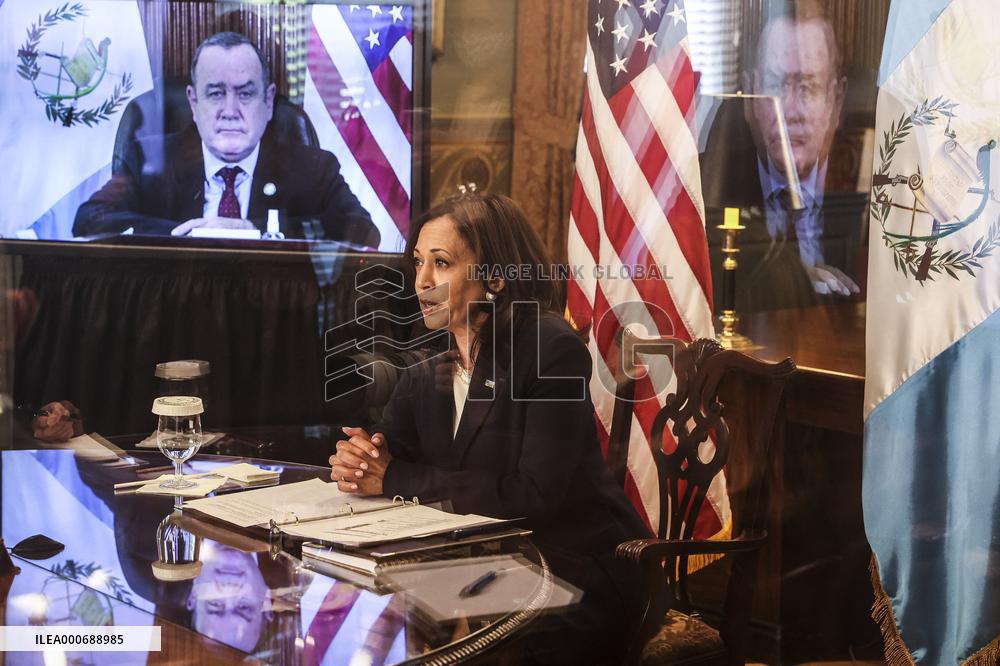 Vice President Harris holds a virtual bilateral meeting with Guatemalan President