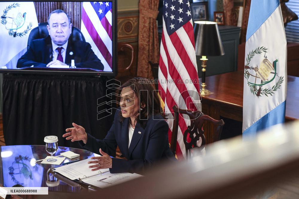 Vice President Harris holds a virtual bilateral meeting with Guatemalan President