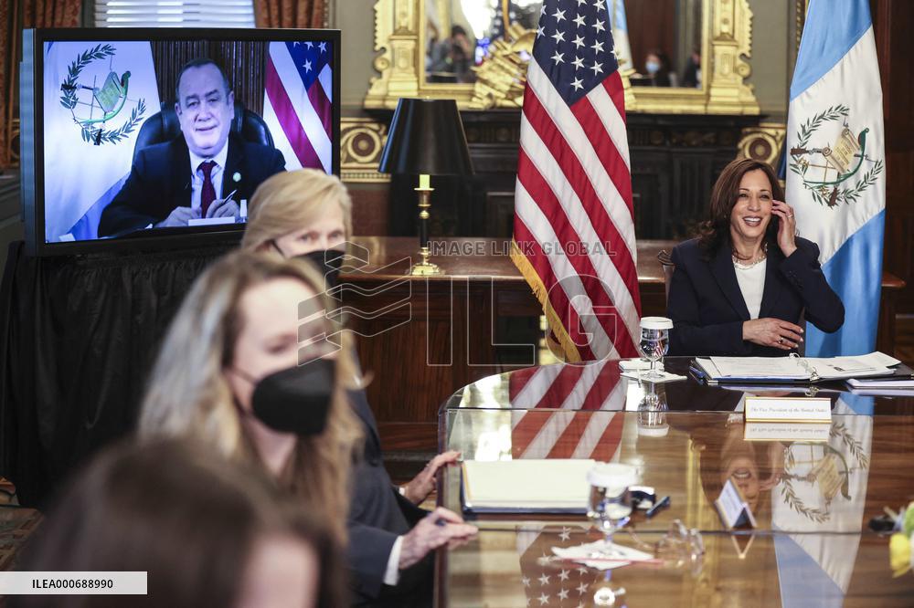 Vice President Harris holds a virtual bilateral meeting with Guatemalan President
