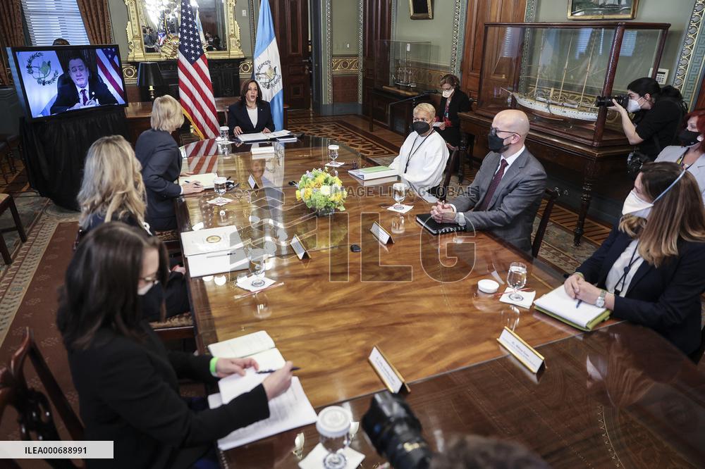 Vice President Harris holds a virtual bilateral meeting with Guatemalan President