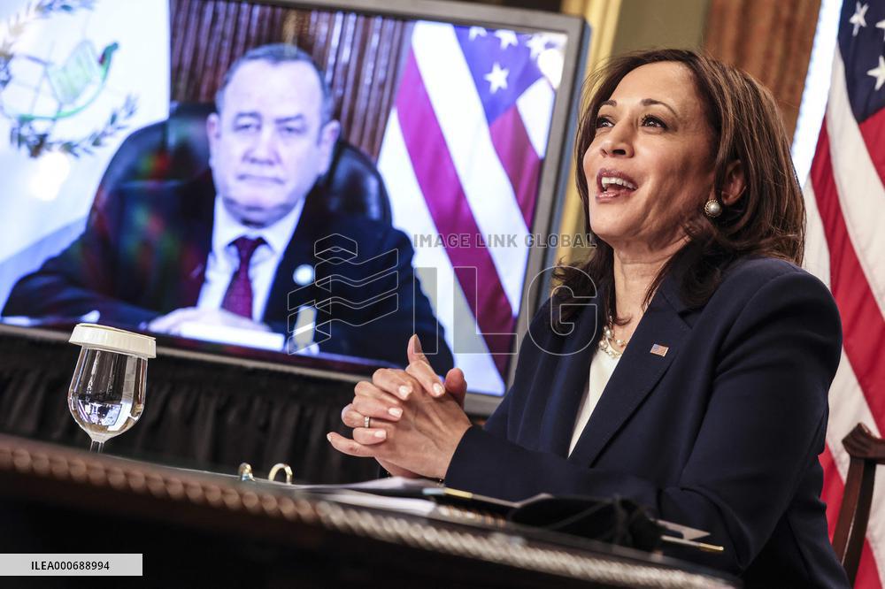 Vice President Harris holds a virtual bilateral meeting with Guatemalan President
