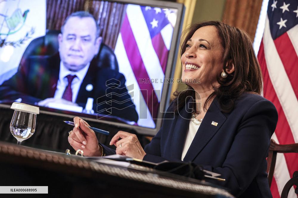 Vice President Harris holds a virtual bilateral meeting with Guatemalan President