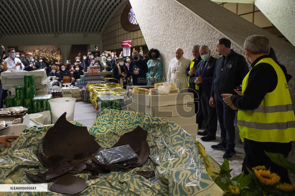 Pope spends name-day with poor receiving Covid-19 vaccine