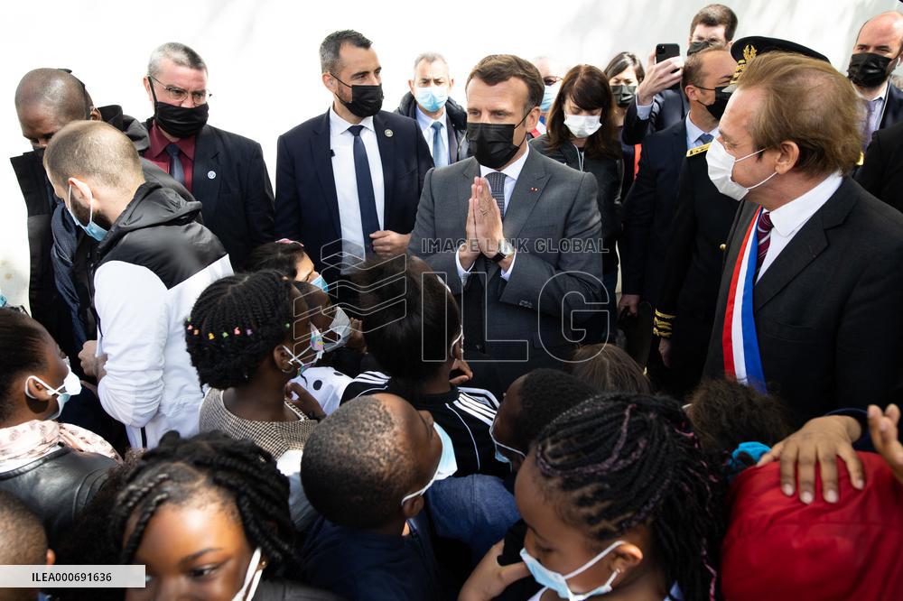 Emmanuel Macron Visits A Primary School - Melun