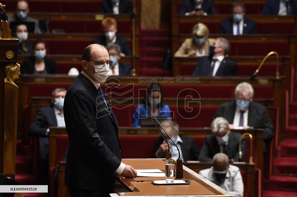 PM Castex Addresses The Parliament - Paris