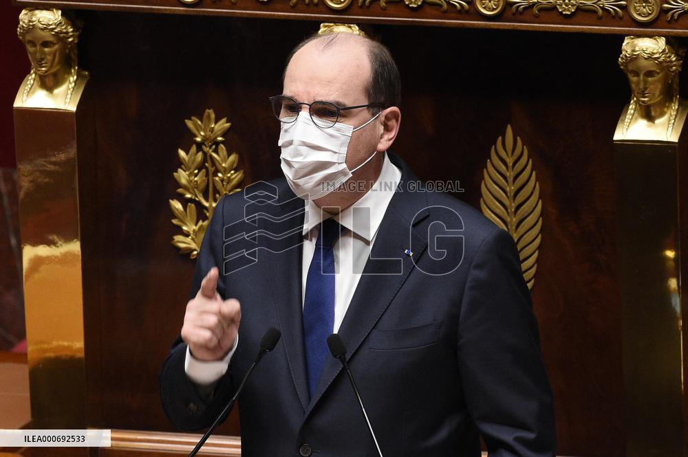 PM Castex Addresses The Parliament - Paris