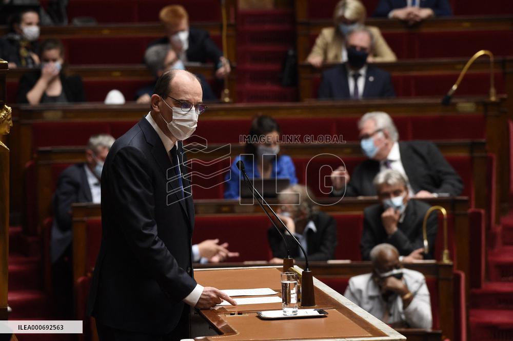 PM Castex Addresses The Parliament - Paris
