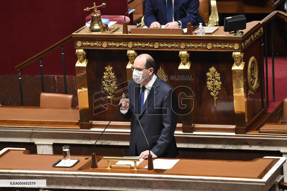 PM Castex Addresses The Parliament - Paris