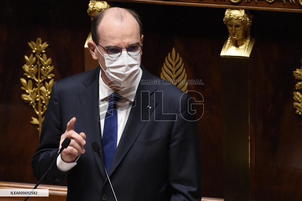 PM Castex Addresses The Parliament - Paris