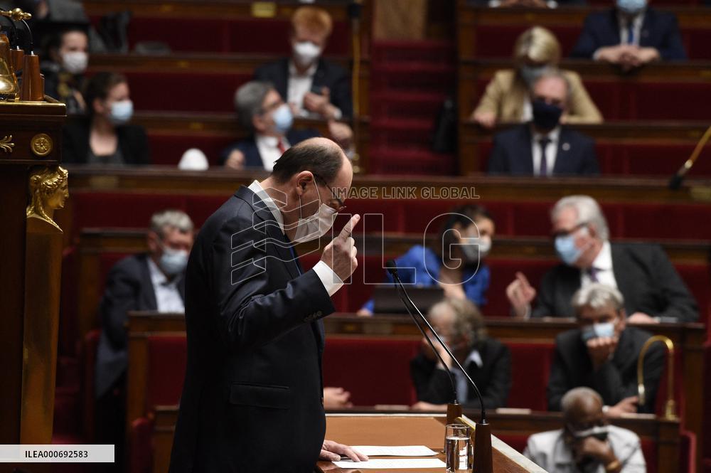 PM Castex Addresses The Parliament - Paris