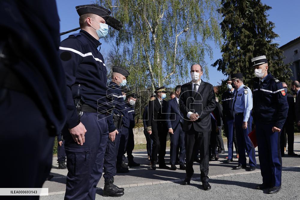 Jean Castex and Gerald Darmanin visit National Gendarmerie - Brantome